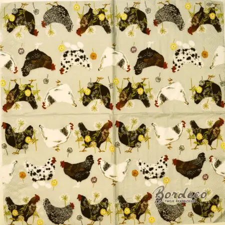 Serwetka do decoupage kolorowe kury 33x33 IHR Unikat